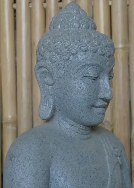 Artikelbild 6 des Artikels “Sitzender Buddha aus Flussstein in Bhumisparsha - Geste des Berührens der Erde. Höhe 51 cm. “